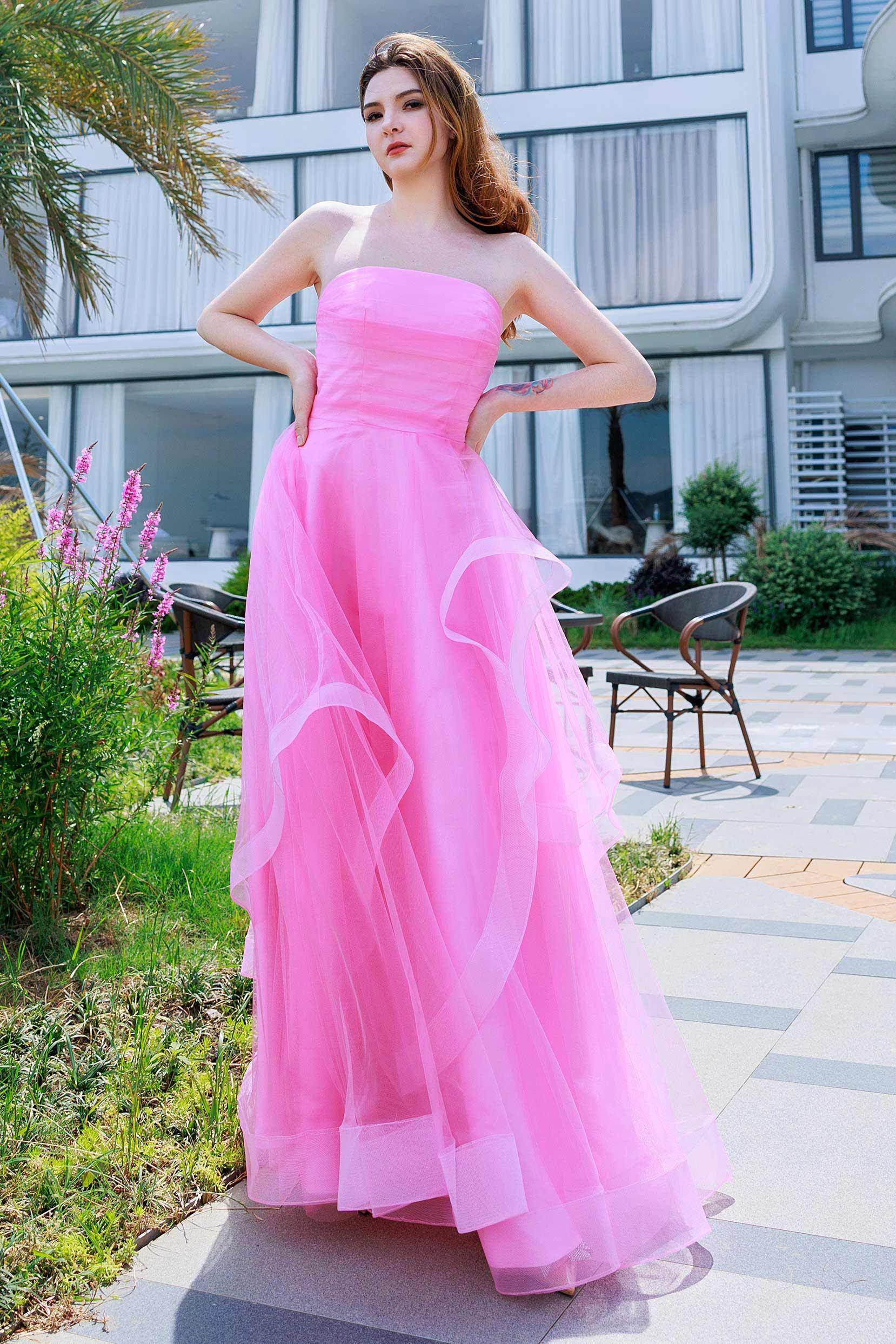 A-Line Floor Length Tulle Prom Dress CS0497 - COCOMELODY